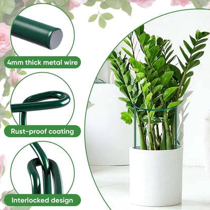 HiGift Peony Cages and Supports 24" H x 10" W, 8 Pack Tall Snake Plant Support Stake Half Round Metal Garden Stake for Indoor and Outdoor Plants, Flower Support Ring Border for Tomato,Hydrangea,Rose