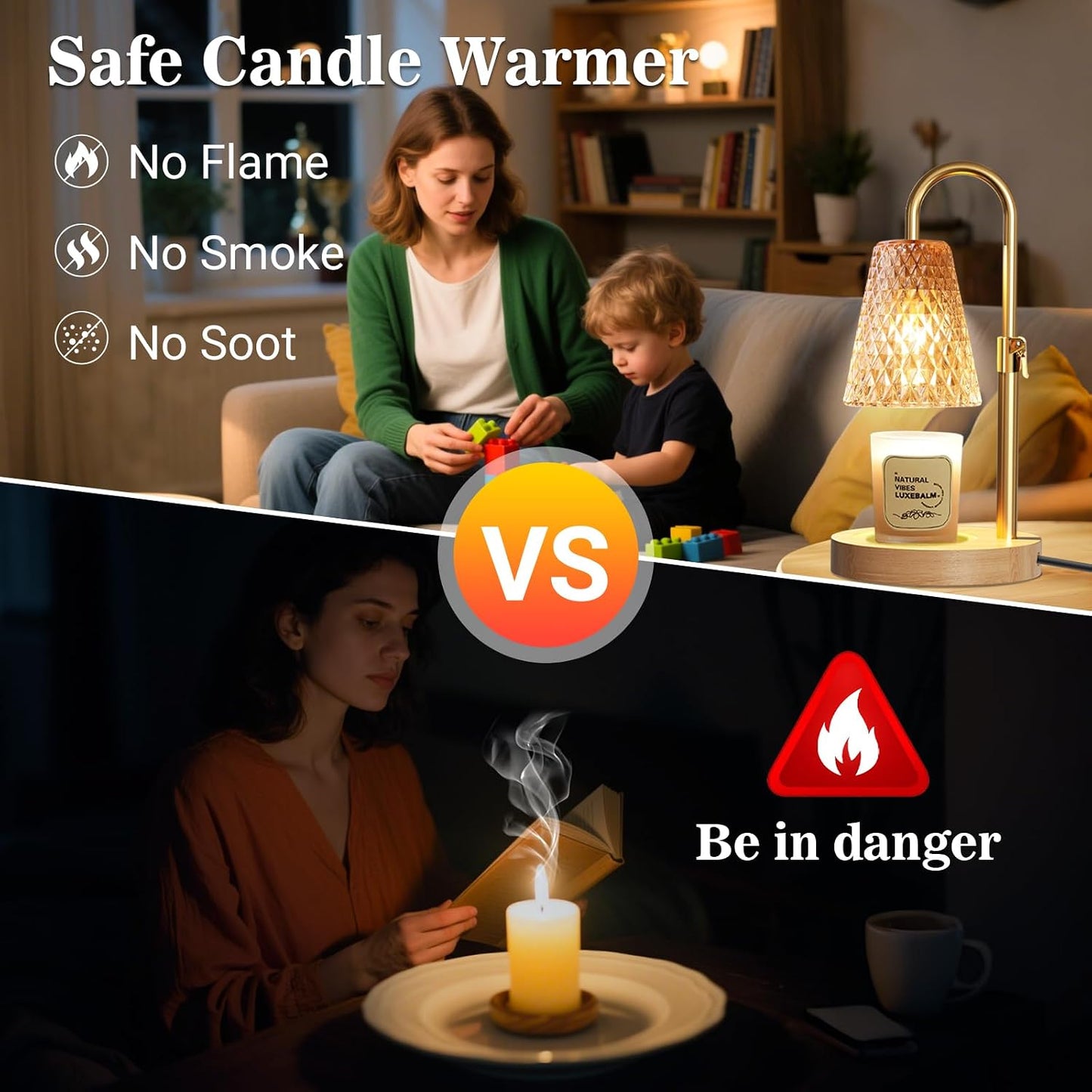 hyrion Candle Warmer Lamp with Timer Dimmable, Birthday Gifts for Women Mom, Adjustable Height Candle Warmer for Jar Candles, Flower Flameless Candle Lamps with 2 Bulbs, Housewarming, Home Decor