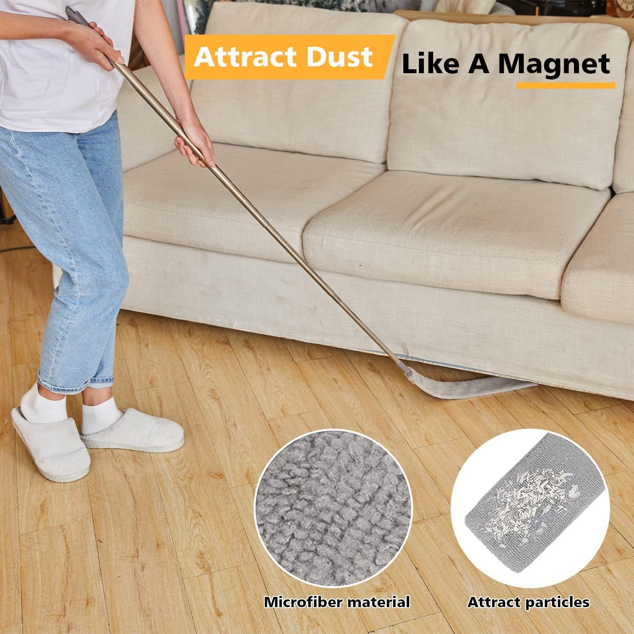 Microfiber Duster Kit for High Ceiling (6pcs), Extendable Dusters for Cleaning with 100" Extension Pole, Long Feather Duster for Fan/Car, House Cleaning Tool Kit by OOSOFITT