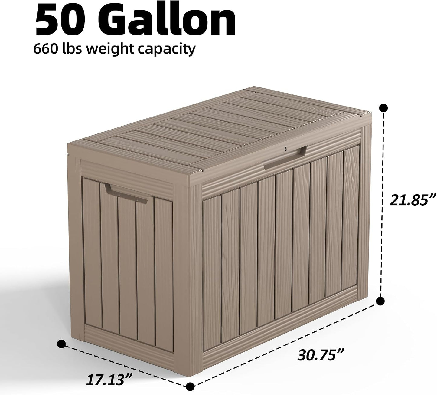 50Gal Outdoor Storage Box Anti-Theft Delivery Box Lockable Deck Box | Heavy-duty UV & weatherproof resin for secure parcel drop, patio cushion storage, garden tools & porch package organization