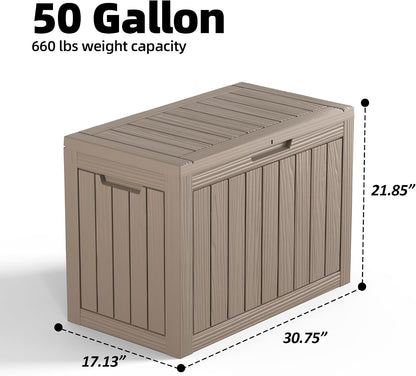 50Gal Outdoor Storage Box Anti-Theft Delivery Box Lockable Deck Box | Heavy-duty UV & weatherproof resin for secure parcel drop, patio cushion storage, garden tools & porch package organization