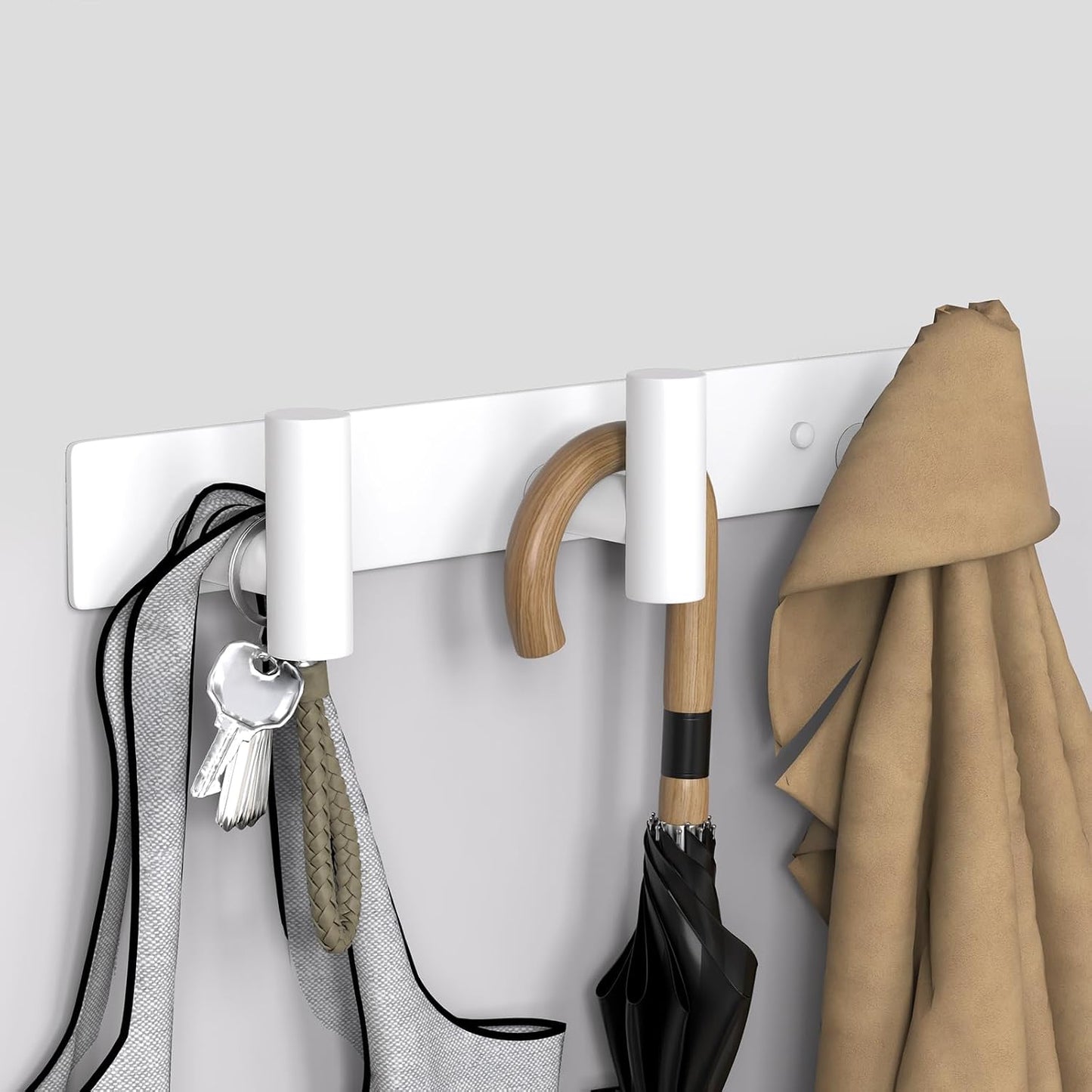 VAEHOLD Black Hat and Coat Wall Mount Rack - 3 Hooks for Robes, Bags, Keys, and Towels - Bathroom Towel Hanger Organizer (1 Pack)
