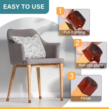 Ansible 24 Pcs Chair Leg Floor Protectors Square, Silicone Felt Furniture Leg Pads Caps Covers for Hardwood Floors (Fit:1-1/16" to 1-5/8")