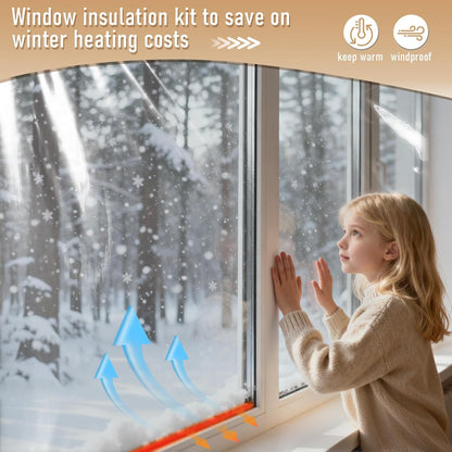 Window Insulation Kit for Winter,Plastic Shrink Film & Strong Tape, Indoor Thermal Seal to Block Drafts, Cold Air for Windows and Patio Doors,5-Pack(42"W x 62"T)