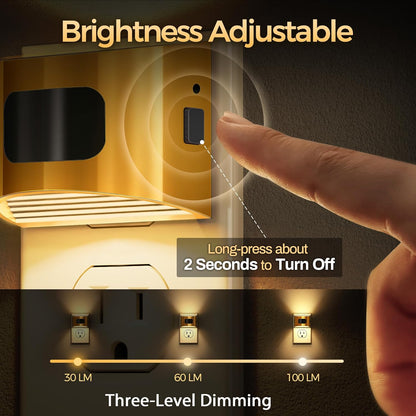 DORESshop LED Night Light[2 Pack], Night Lights Plug into Wall, 3 Mode Plug in Night Light with Motion Sensor, Dusk to Dawn Sensor, Nightlights for Adults, Bedroom, Bathroom, Hallway