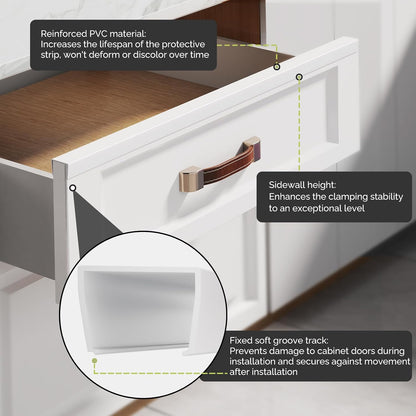 Snugly Fit 18" Length Cabinet Door Protector, Flexible Slip-On Plastic Edge Guard, Thin Transparent Edge Protectors to Prevent Wear, Chipping, Discoloration, Cabinet Bumpers, 3/4" Thick, 2 PCS