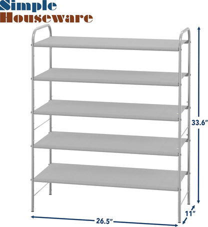 Simple Houseware 3-Tier Shoe Rack Storage Organizer, Grey – Space-Saving Shoe Shelf, Holds 9–16 Pairs, Sturdy Metal Frame, Easy Assembly – Closet, Entryway, Bedroom Shoe Storage Solution