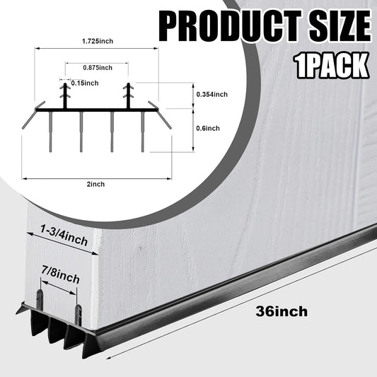 Pushglossy 1 Pcs Replacement Door Bottom with Vinyl Fins 36" Long 1 3/4" Wide Threshold Seal Bottom of Door Weatherstrip Kerf Weather Stripping for 7/8" Between Barbs (White)