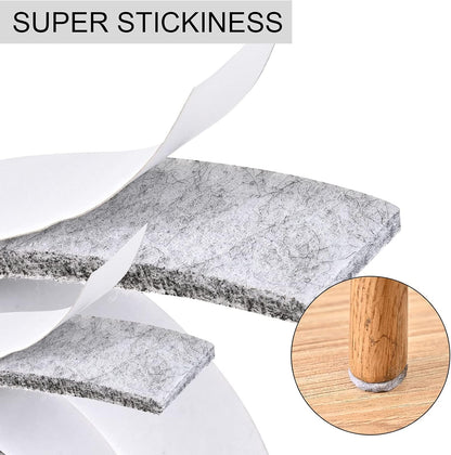 Felt Furniture Pads, 3 Rolls Furniture Felt Pads Hardwood Floor Wall Protectors Non Slip Self Adhesive Cuttable Black Strip Tape Floor Protectors for Table Chair Bed Sofa Legs