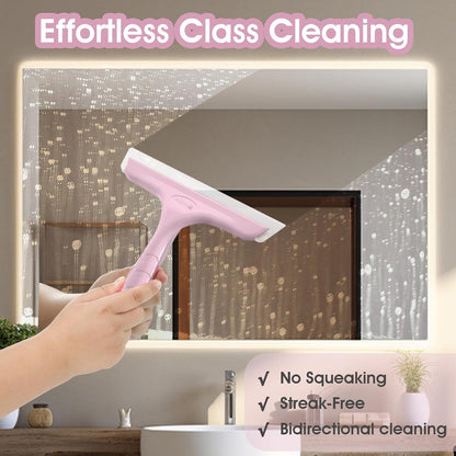 5" Silicone Shower Squeegee for Glass Doors & Car Windows - Small & Mini Size Streak-Free Cleaner, Bathroom, Mirror, Tile Scraper - Compact Pink with Hanging Hole, Kitchen Safe Water Blade
