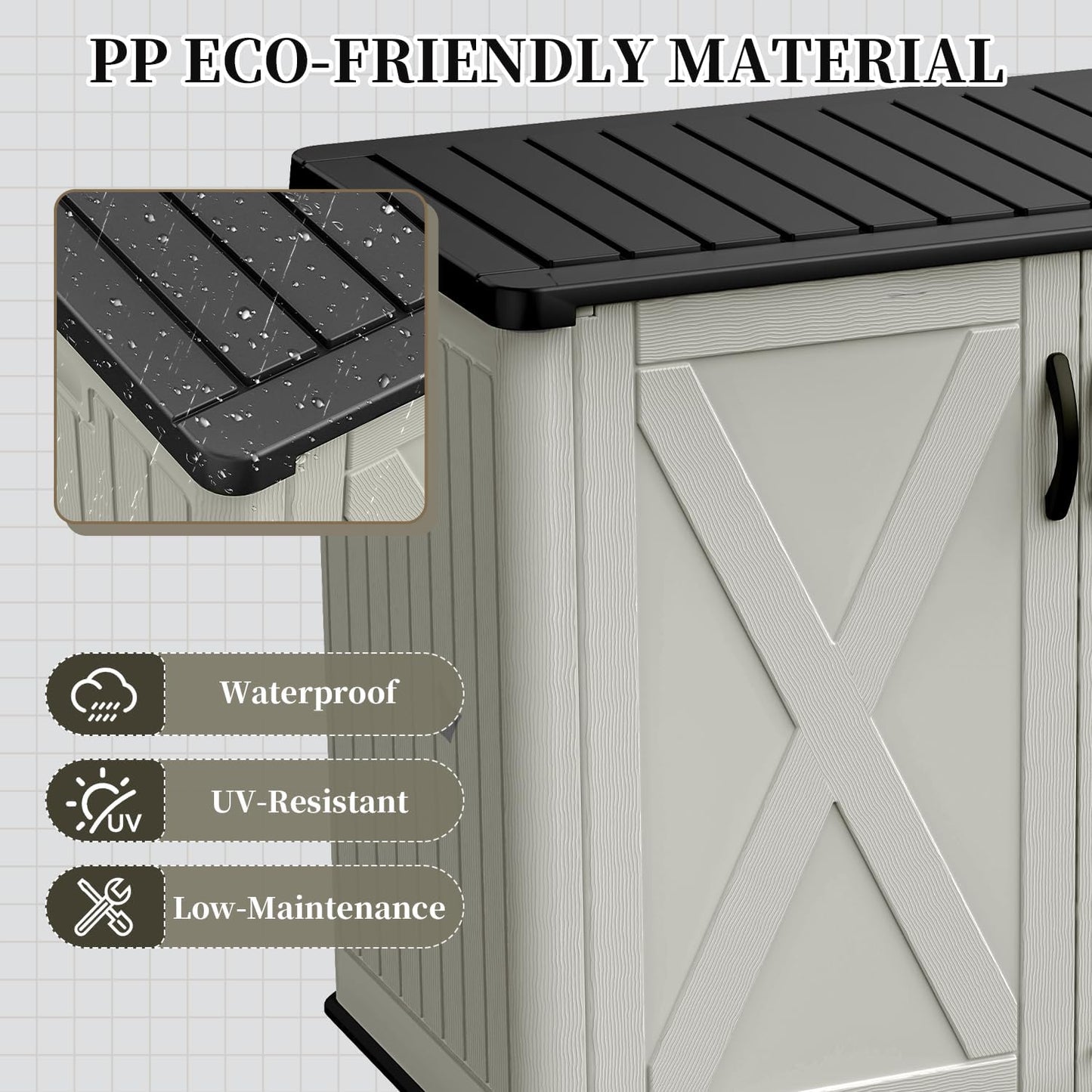Patiowell 26 Cu.ft Outdoor Storage Cabinet with Lockable Door, Waterproof Horizontal Storage Shed for Tools and Patio Furniture, All-Weather Resin Shed Easy Assemble for Pool or Backyards, Brown
