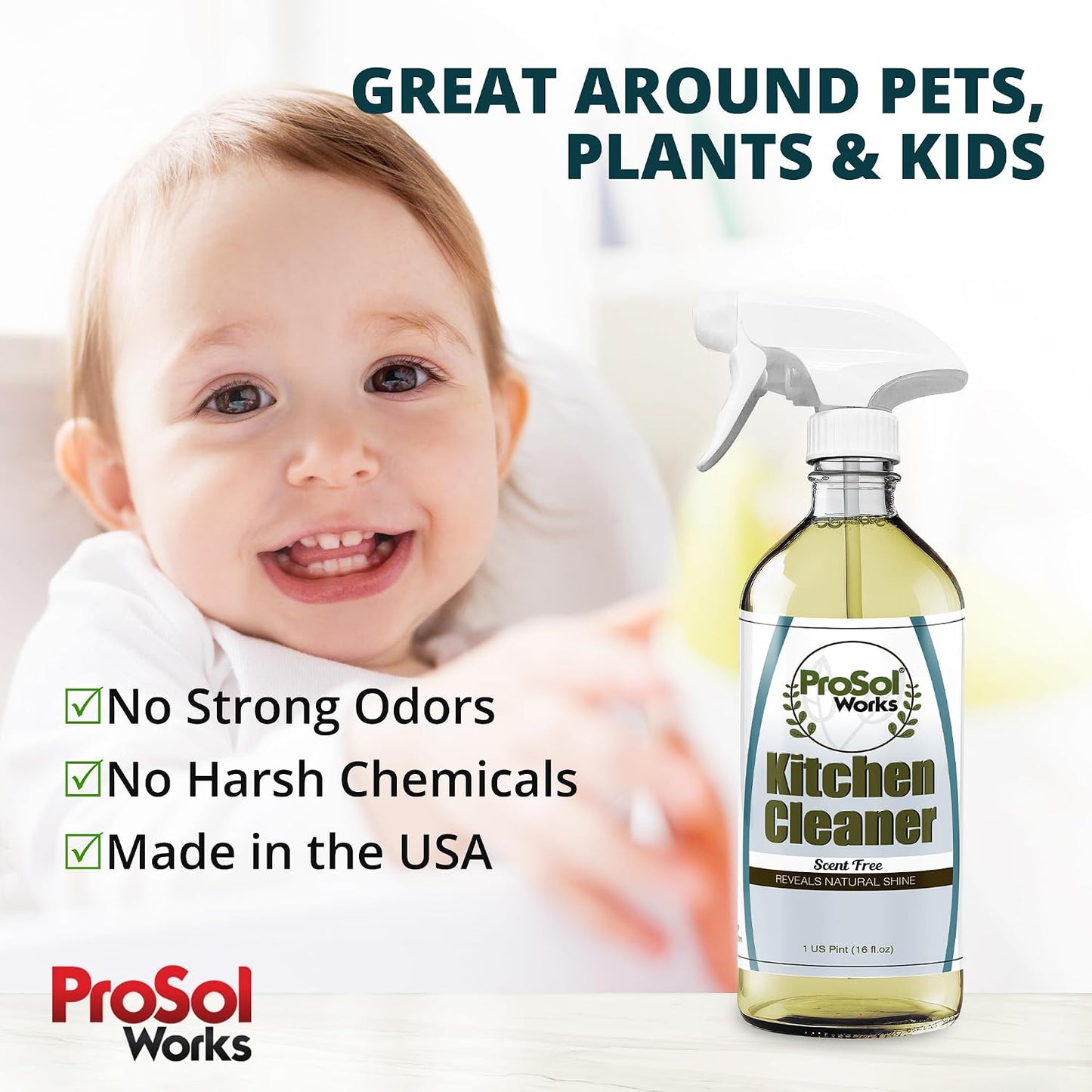 Degreaser Cleaner Heavy Duty Cleaning Spray 16 oz - Kitchen Cleaner for Stubborn Splatters, Stove Top, Grill, Drip Pans, & Oven Cleaner - Safe on All Surfaces - Fresh Scent