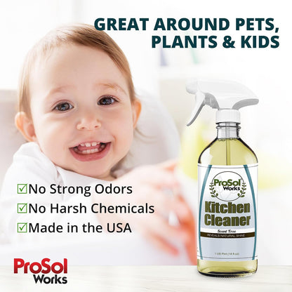 Degreaser Cleaner Heavy Duty Cleaning Spray 16 oz - Kitchen Cleaner for Stubborn Splatters, Stove Top, Grill, Drip Pans, & Oven Cleaner - Safe on All Surfaces - Fresh Scent