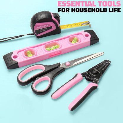 269-Piece Home Tool Set, General Household Repairing Tool Kit with Storage Bag, Basic Hand Tool Kit Set for Home Maintenance, DIY and Crafts(Pink)