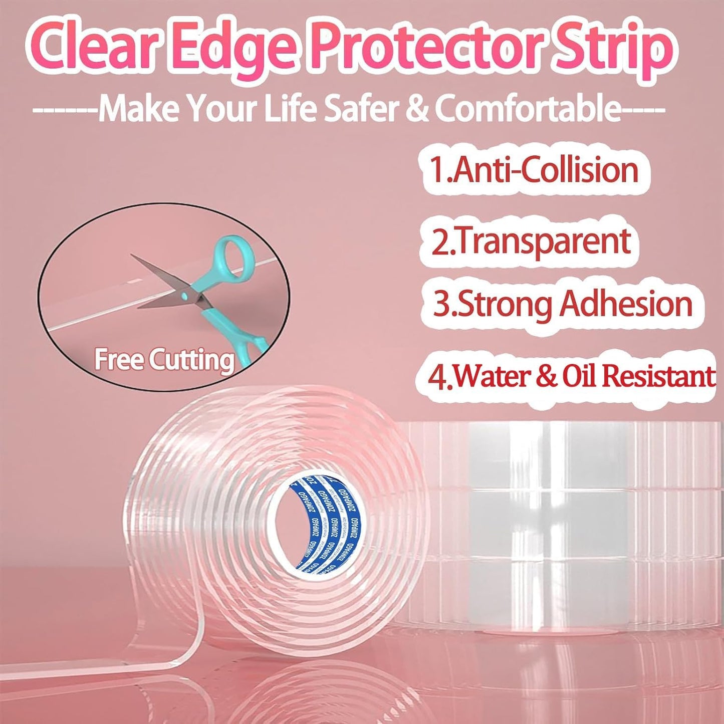 ZOMPAGO Baby Edge Protector Roll (6.56FT) & 8 Corner Guards - White Foam Furniture Corner Protectors - Baby Proof Corners and Edges for Table, Wall, Bed Frame - Baby Proofing Safety Bumpers