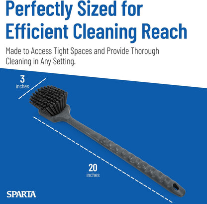 SPARTA 40501EC03 Plastic Large Scrub Brush, Kitchen Brush, Utility Brush With Long Handle For Cleaning, 20 Inches, Black