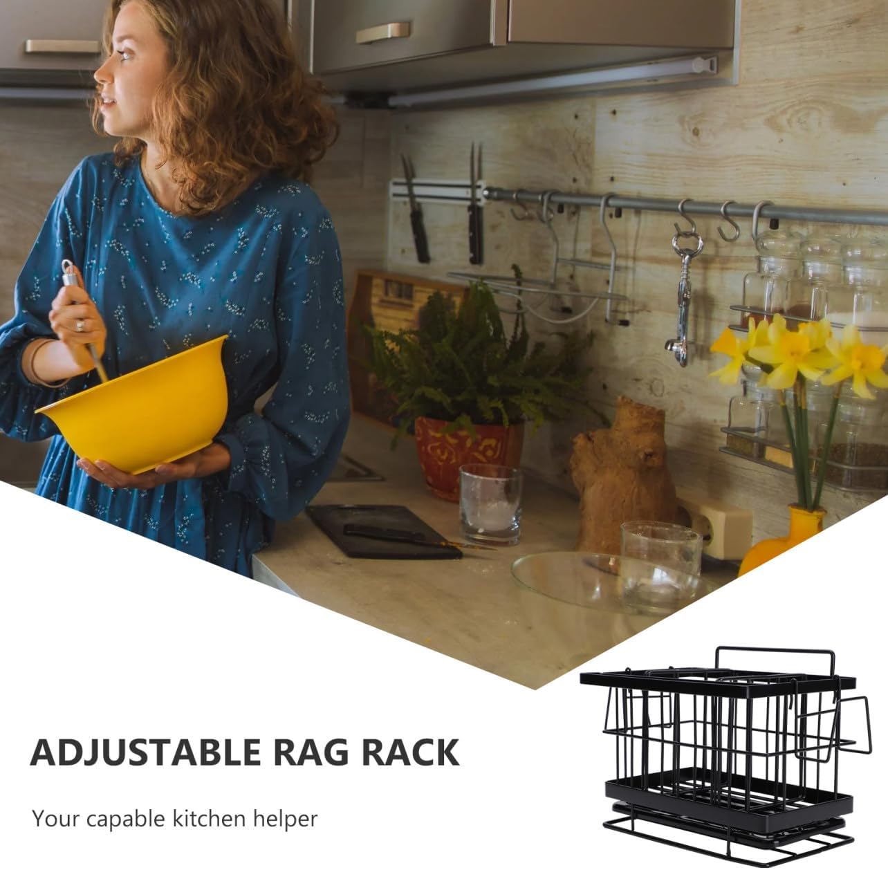 1pc Adjustable Wall-mounted Sponge Drain Basket Stainless Steel Rack for Kitchen Cloth Storage and Draining Ventilated Design for Easy Cleaning and Organization