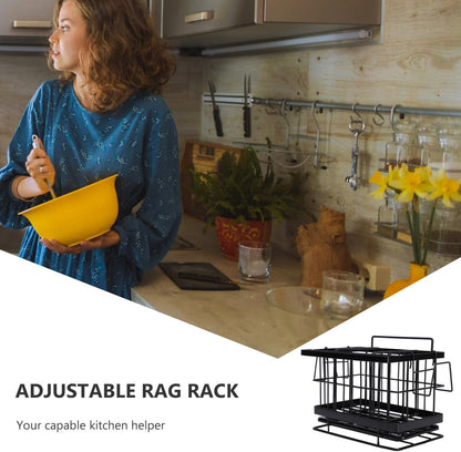 1pc Adjustable Wall-mounted Sponge Drain Basket Stainless Steel Rack for Kitchen Cloth Storage and Draining Ventilated Design for Easy Cleaning and Organization