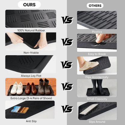 HIYARD Rubber Boot Tray, Shoe Tray for Entryway, Multipurpose Boot Mat, Shoe Mat Indoor and Outdoor, 16x27.5,Black