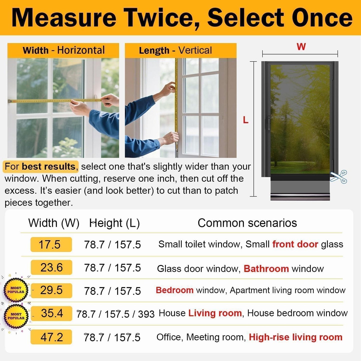 Frosted Glass Window Privacy Film Decorative with Tools, 2 Way Frosting Privacy Film for Glass Door, Static Cling Tint for Home Anti-UV, Covering Clings 23.6" by 77"