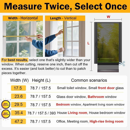 Frosted Glass Window Privacy Film Decorative with Tools, 2 Way Frosting Privacy Film for Glass Door, Static Cling Tint for Home Anti-UV, Covering Clings 23.6" by 77"