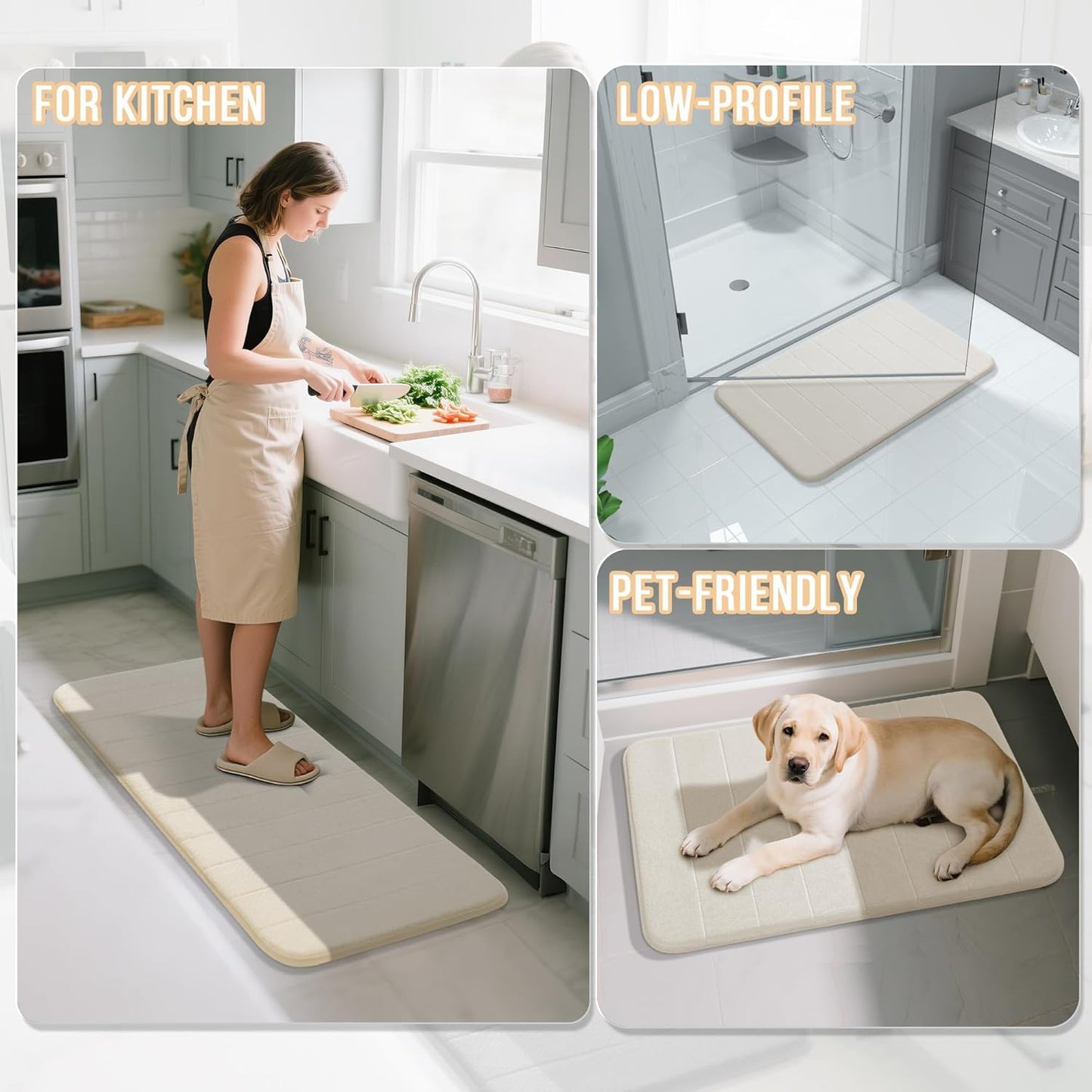 Yimobra Memory Foam Bath Mat, Super Soft Absorbent Bathroom Rug Non Slip, Quick Dry, Machine Washable Floor Carpet for Tub Shower, Home Decor Accessories, 24x17, Grey