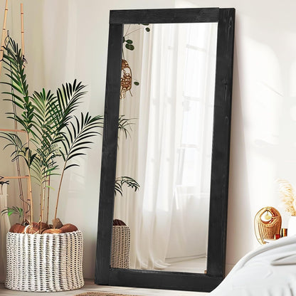 Solid Wood Full Length Mirror - 65"x22" Arched Floor Mirror, Free Standing & Wall Mounted - Elegant Design for Bedroom, Dressing Room, Hallway, Brown