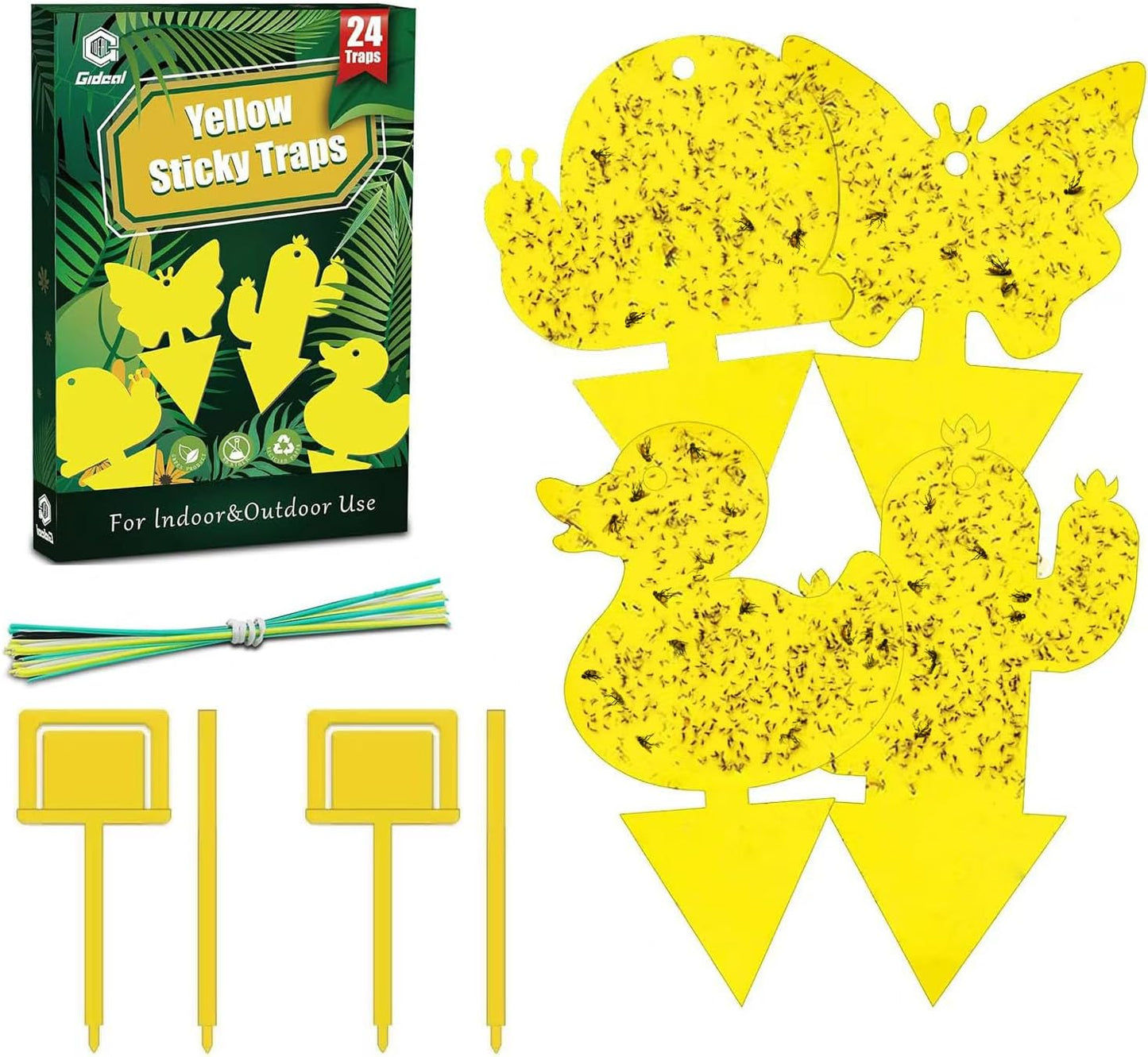 Gideal 2-Pack Yellow Sticky Fly Traps Pest Control for Indoor/Outdoor Use, Gnat Trap for Flying Plant Insect