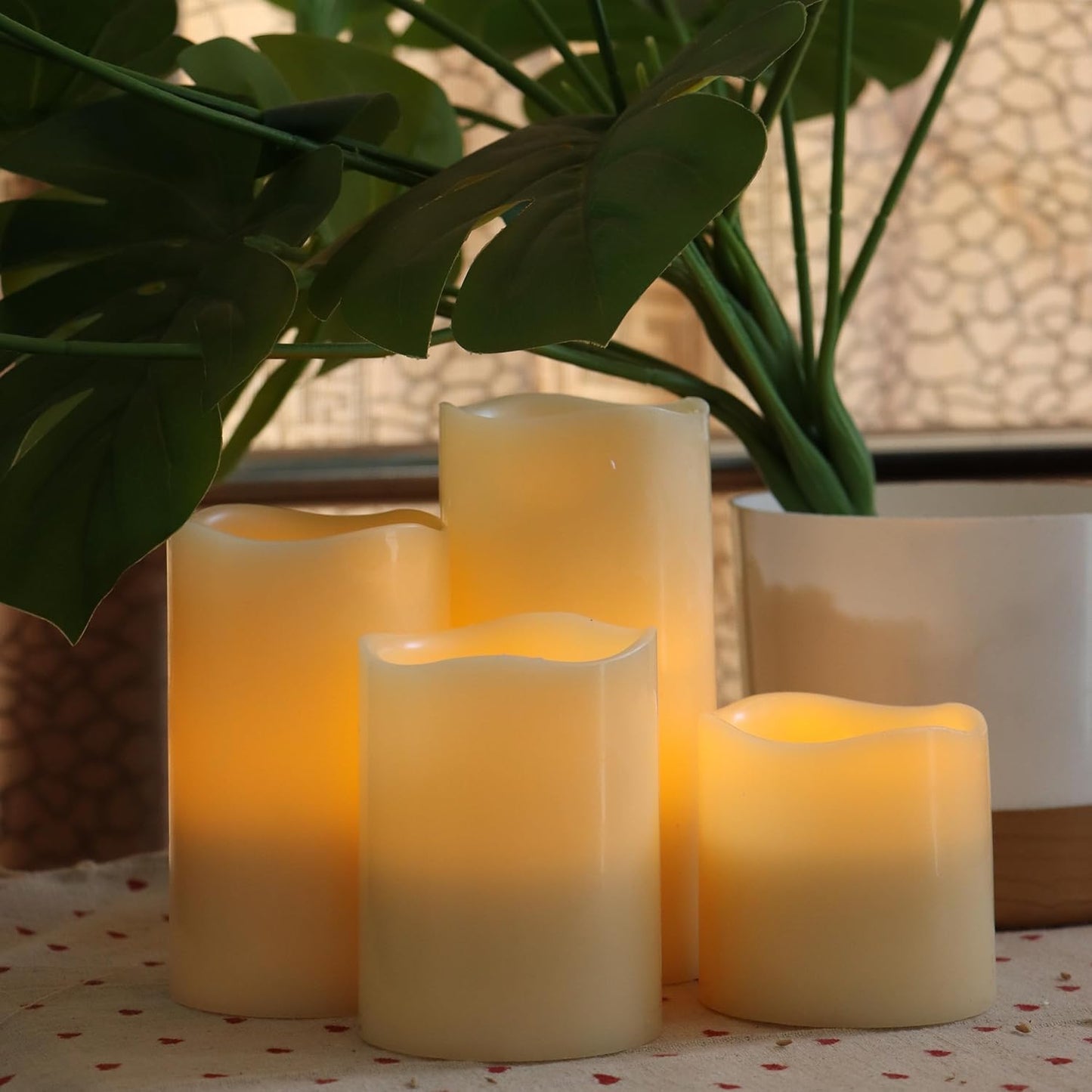 Battery Operated Flameless Candles with Remote Timer Real Wax Realistic Bright Flicker Flickering Electric Electronic LED Pillar Lights Home Wedding Party Decorations Set of 3 Rustic Texture Gray Grey