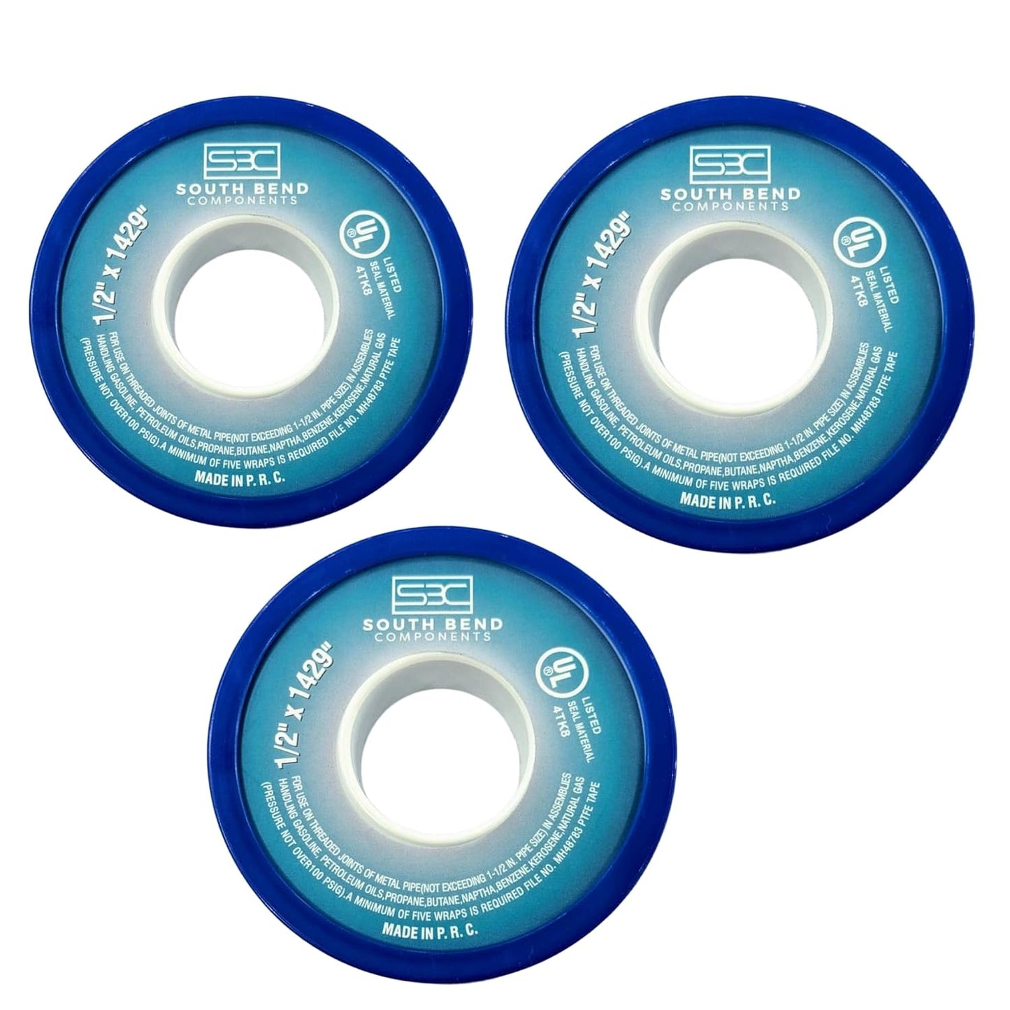South Bend Components 1/2 Inch x 1429 Inch 70885 PTFE Thread Seal Tape – Teflon Tape for Plumbing, Gas, Water, and Air Systems | Leak-Proof, Durable Thread Tape for Metal and Plastic Pipes (1-Pack)