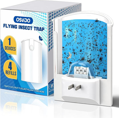 Flying Insect Trap, 2 Devices Fruit Fly Traps for Indoors with 8 Sticky Boards, Gnat Traps for House Indoor Fly Catcher with Blue UV Light, Mosquito Moth Bug Catcher for Home, Kitchen(2026 Upgrade)