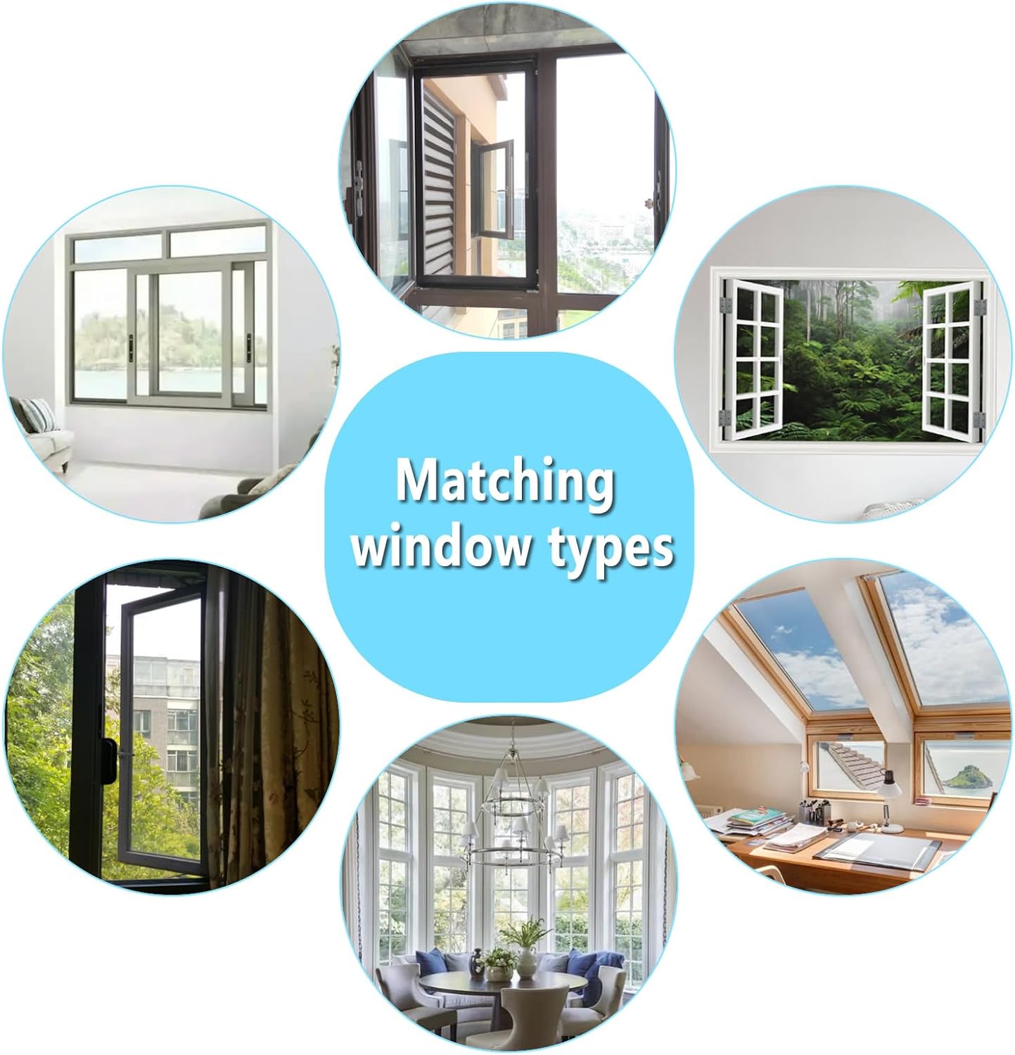 Magnetic Window Screen DIY Adjustable Window Mesh Screen Replacement Window Net Fits up to 32"x 23" White Frames with Fiberglass Mesh