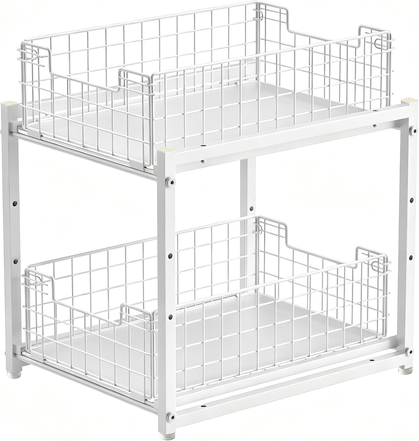 Under Sink Organizer, 2-Tier Pull Out Cabinet Organizer, Kitchen Bathroom Organizer and Storage, Spice Rack for Kitchen, Multi-use Sliding Drawers Shelves, Pack of 2
