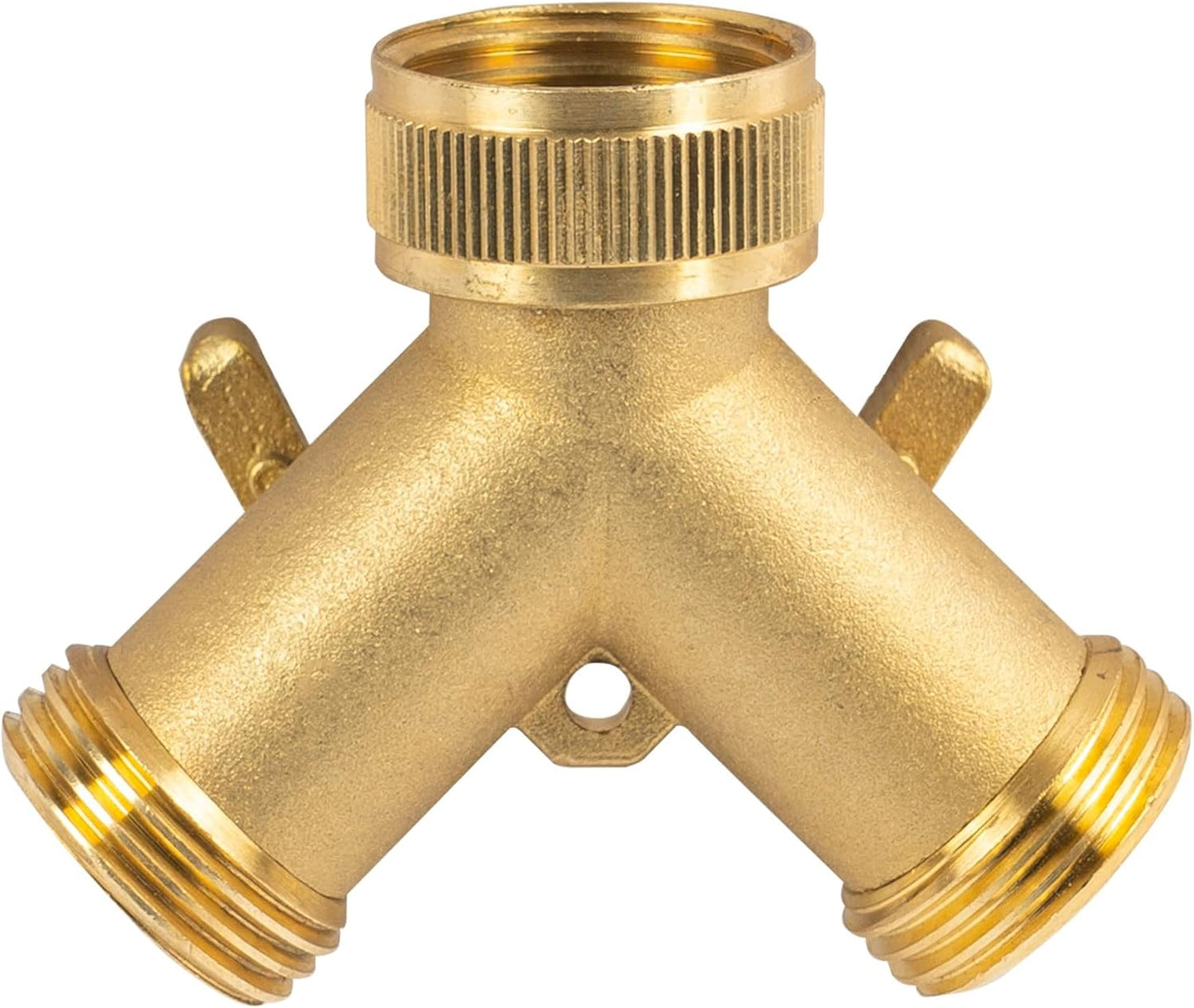 Hourleey Brass Garden Hose Splitter (2 Way), Solid Brass Hose Y Splitter 2 Valves with 2 Extra Rubber Washers (2 PACK)