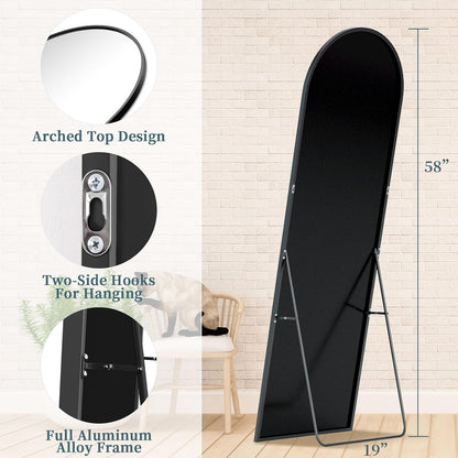 Full Length Mirror with Stand, 71"x28" Arched Full Body Large Stand Up Aluminum Frame Floor Standing Mirror, Freestanding Hanging Leaning Mounted for Bedroom Living Room Entryway Gold