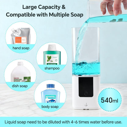 LAOPAO Soap Dispenser, Automatic Soap Dispenser Wall Mount Rechargeable Foaming Soap Pump for Bathroom Kitchen, Touchless Foam Soap Dispenser for Dish/Hand/Shower Soap, Home & Commercial, 540ml, White