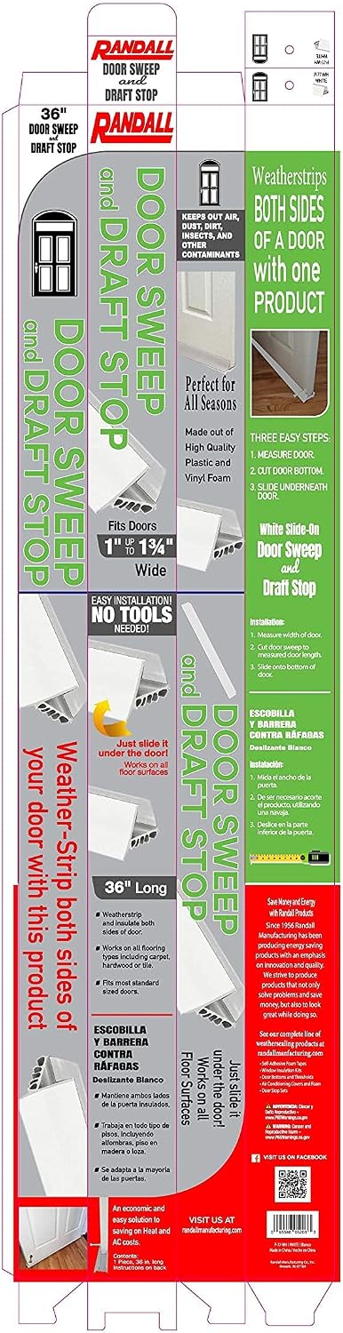 PVC Slide on Door Sweep with Foam Draft Stopper/Sweep for Doors 1" - 1 3/4" Wide - 3 FT Long (Brown)