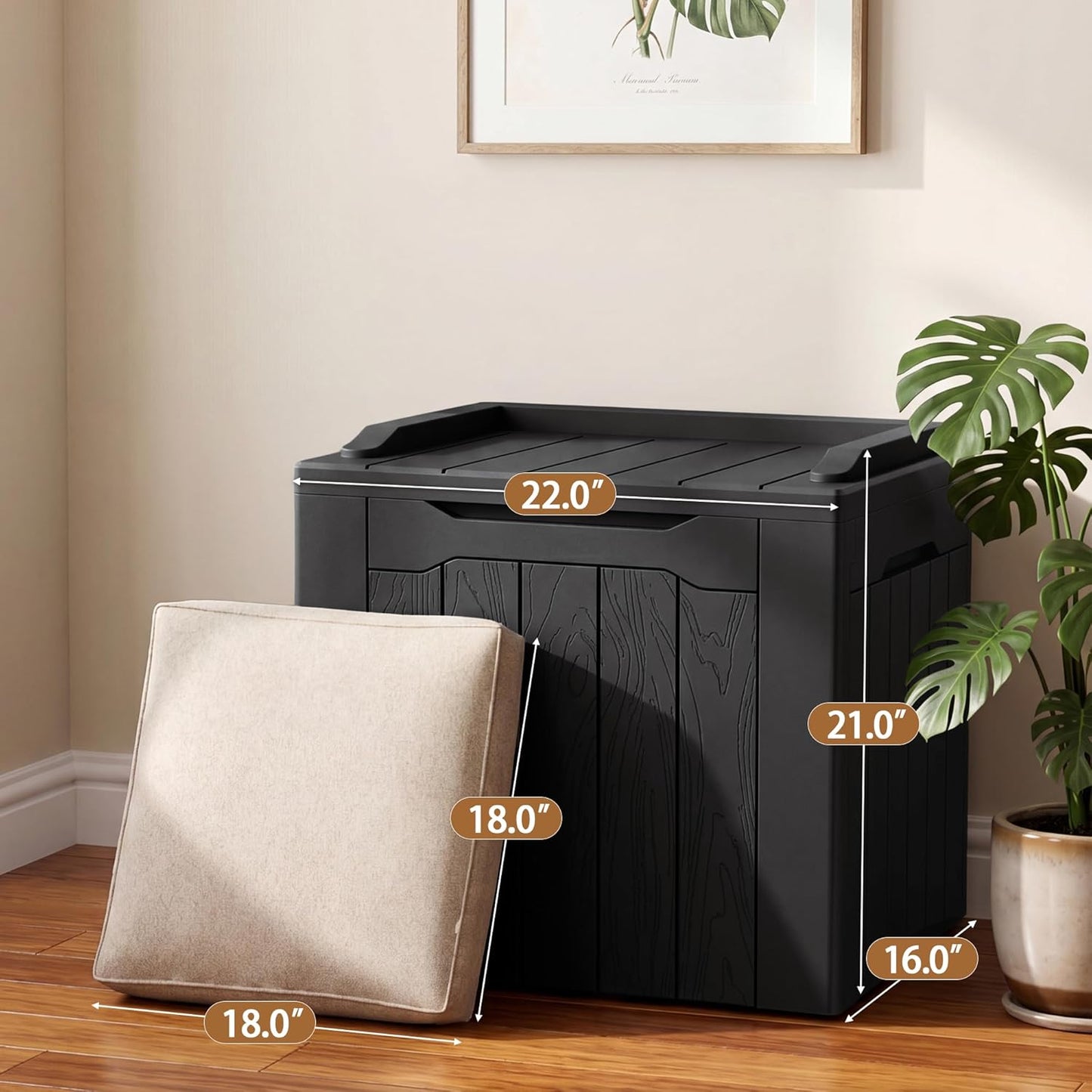 JUMMICO 31 Gallon Resin Deck Box Waterproof Indoor Outdoor Storage Boxes for Patio Furniture Cushions and Garden Tools (Brown)