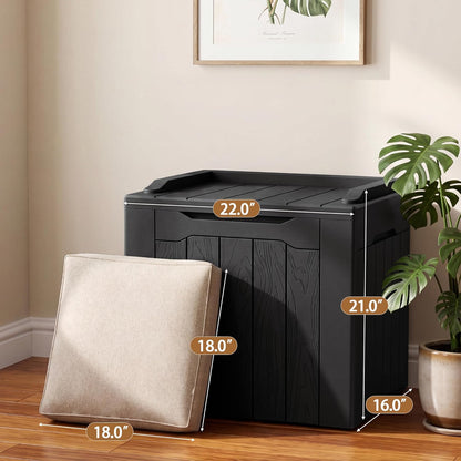 JUMMICO 31 Gallon Resin Deck Box Waterproof Indoor Outdoor Storage Boxes for Patio Furniture Cushions and Garden Tools (Brown)