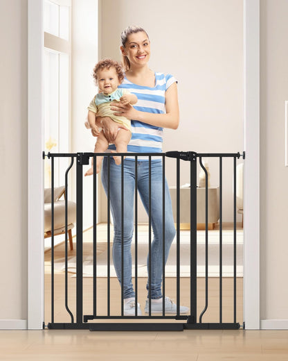 Baby Gate No Drilling, 29"-40" Auto Close Dog Gate Indoor for Doorways & Stairs, Pressure Mounted Adjustable Pet Gate, Easy Walk Through Child Gate for Children & Pets Stroller Friendly, White