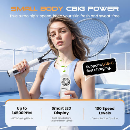 Portable Clip-On Mini Fan 180° Rotating 3000mAh 5-speed | Handheld Mini Fan with LED Display, 14500 RPM Rechargeable Stroller Fan for Travel, Camping, Game day & Office