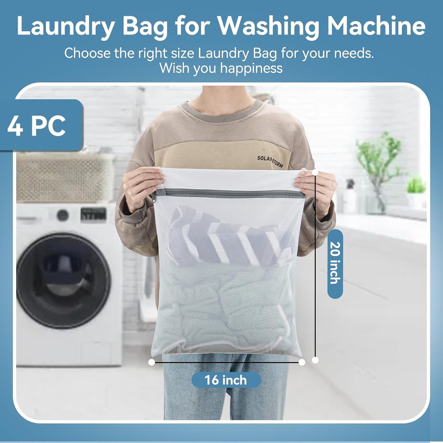 Mesh Laundry Bags for Delicates, 4Pcs Laundry Bags Mesh Wash Bags,Lingerie Bags for Washing Delicates, Laundry Bag for Delicates (1 Large,1 Medium,2 Small)