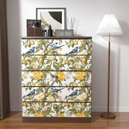 Danodoi Yellow Floral Wallpaper Peel and Stick Vinyl Wallpaper Stick and Peel Colorful Contact Paper for Cabinets Waterproof Self Adhesive Wall Paper for Kitchen Countertop Wall 17.5" x 118"