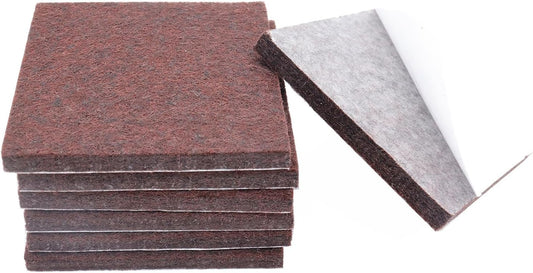 6Pcs Square Felt Furniture Pads, 3 inch x 3 inch Self Adhesive Cuttable Anti Scratch Floor Protectors for Furniture Legs Hardwood Floor, Brown, 75mm