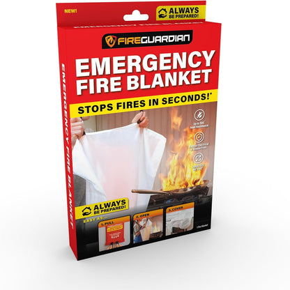 Fire Guardian Emergency Fire Blanket for Small Area Fires, 40" x 40" Woven Fiberglass Emergency Blanket, Provides up to 900°F Heat Resistance, Suitable for Small Area Home & Kitchen Fires