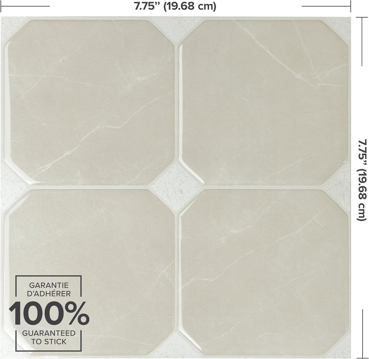 SMART TILES Peel and Stick Backsplash - 5 Sheets of 7,75" x 7,75" - 3D Adhesive Peel and Stick Tile Backsplash for Kitchen, Bathroom, Wall Tile, Checkered