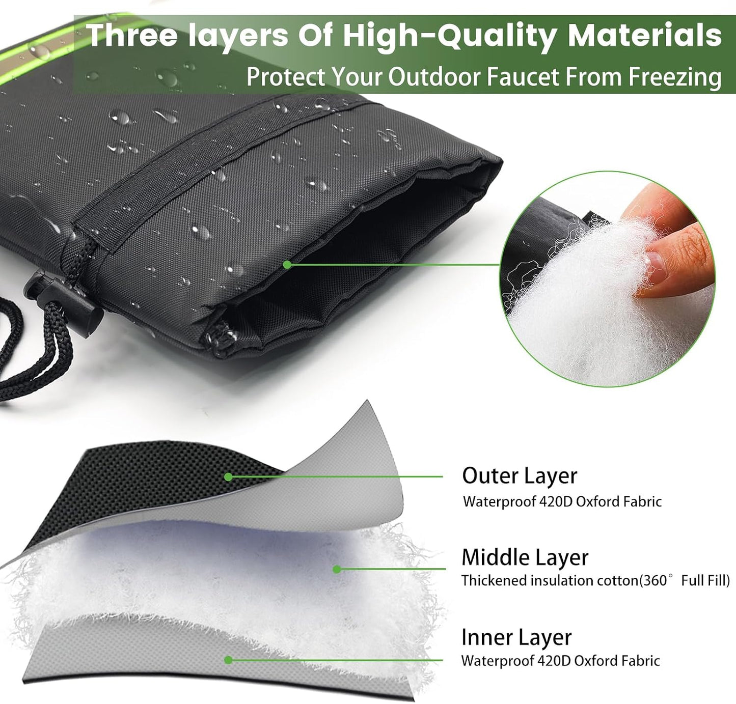 Outdoor Faucet Covers for Winter Freeze Protection, 4 Pack 9" H x 5.9" W Outside Hose Bib Covers for Winter, Thickened Reflective Pipe Wrap Insulation Socks with 420D Waterproof Oxford Fabric