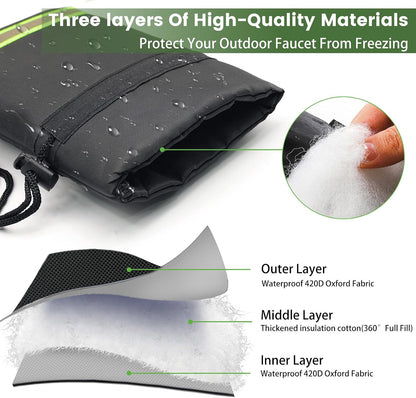 Outdoor Faucet Covers for Winter Freeze Protection, 4 Pack 9" H x 5.9" W Outside Hose Bib Covers for Winter, Thickened Reflective Pipe Wrap Insulation Socks with 420D Waterproof Oxford Fabric