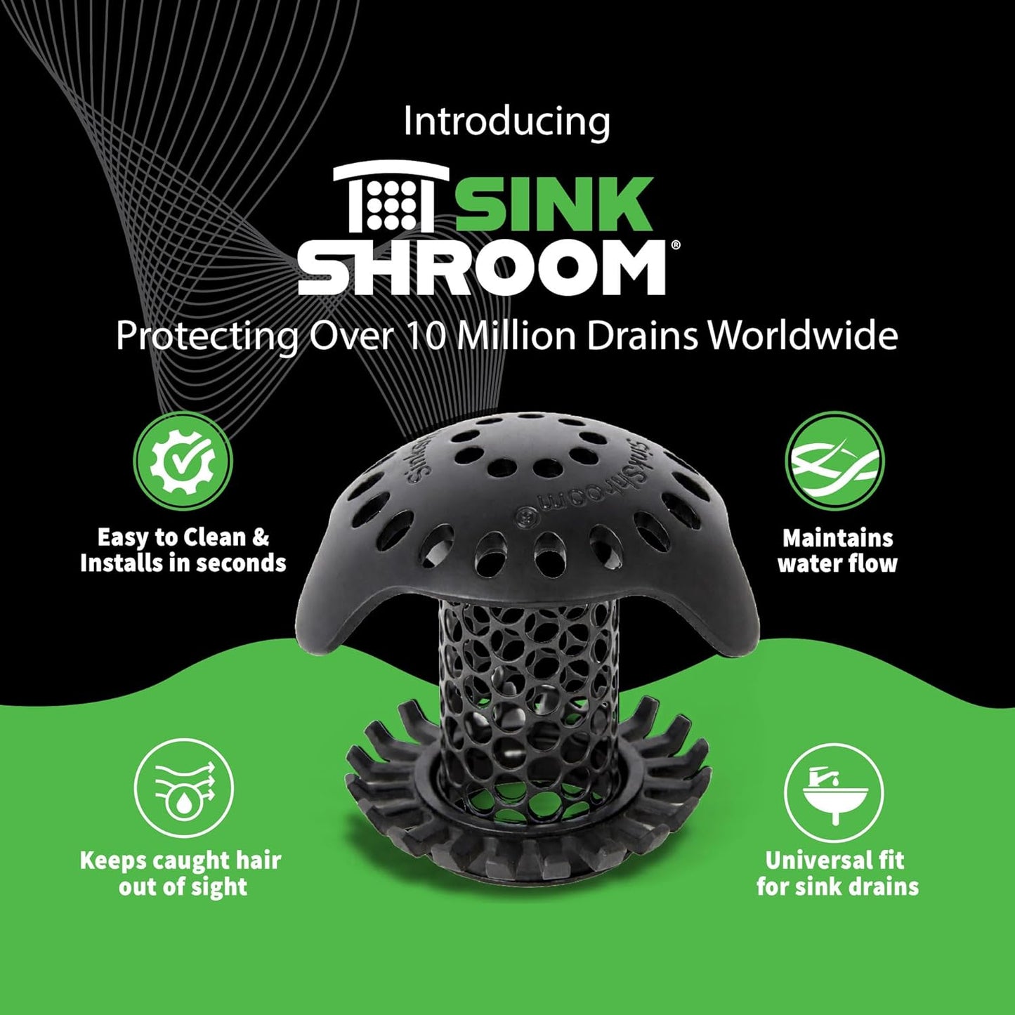 SinkShroom Ultra Revolutionary Bathroom Sink Drain Protector, Stainless Steel