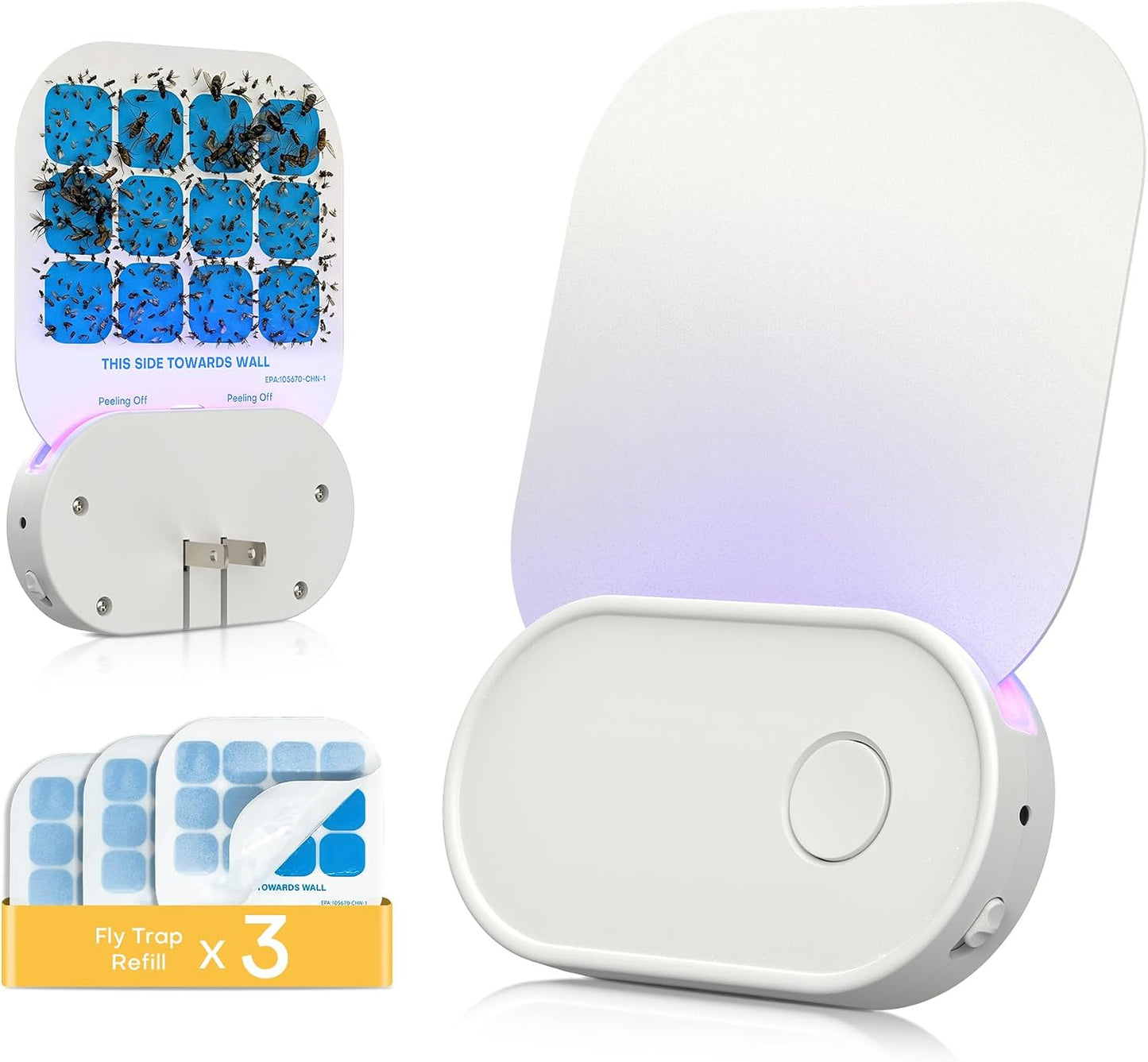 Fruit Fly Traps for Indoors (2 Device + 20 Refills), Gnat Traps for House Indoor, Plug in Fly Traps Indoor for Home, Kitchen&Living Room